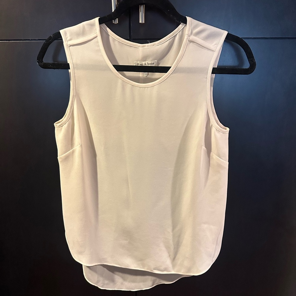 RAG & BONE Women's Ivory Sleeveless Round Neck Rear Layered Sheer Top XS